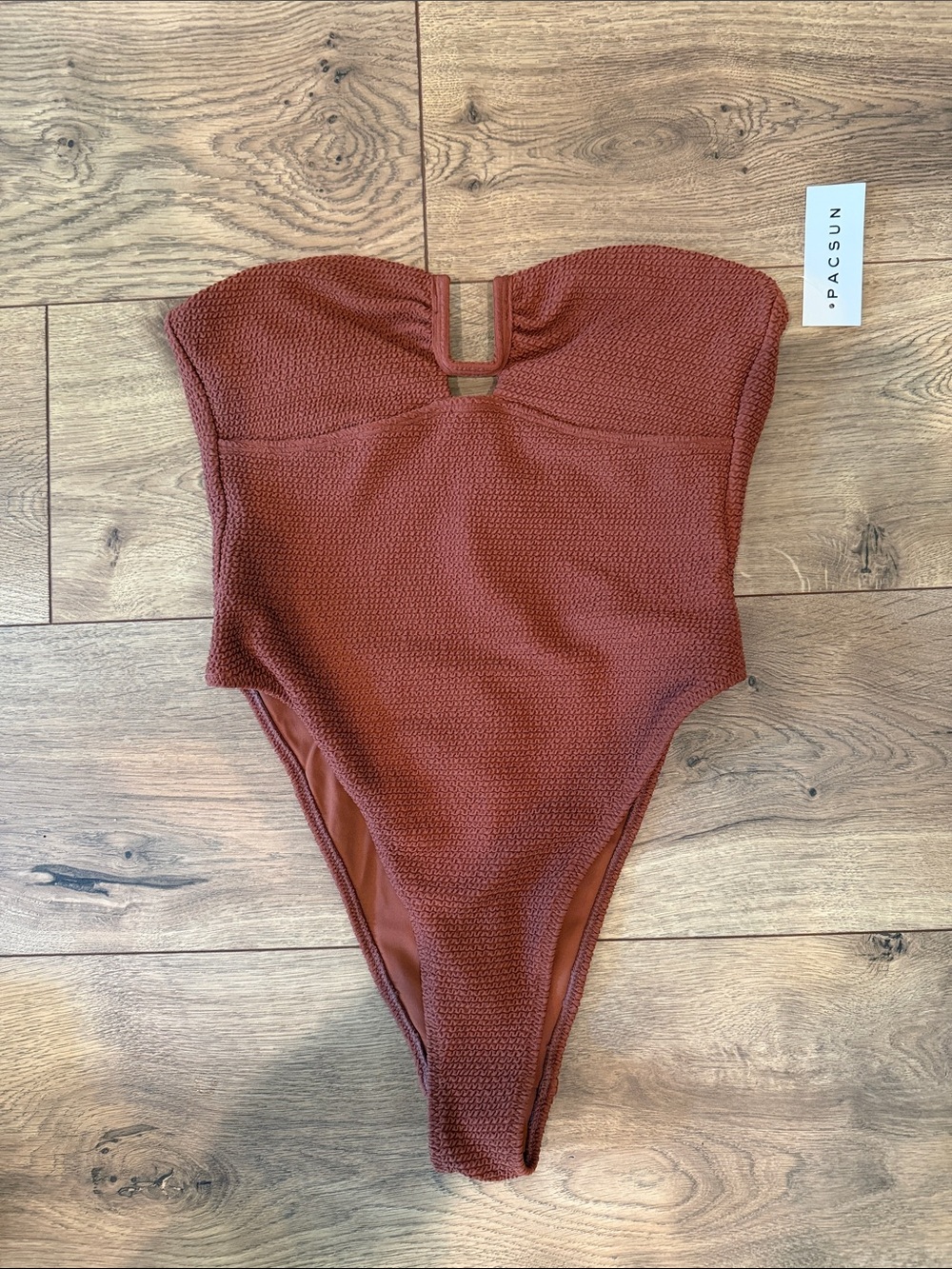 PacSun Rust Textured Strapless One-Piece Swimwear